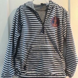 Charles River Apparel Striped pullover jacket - Navy and White